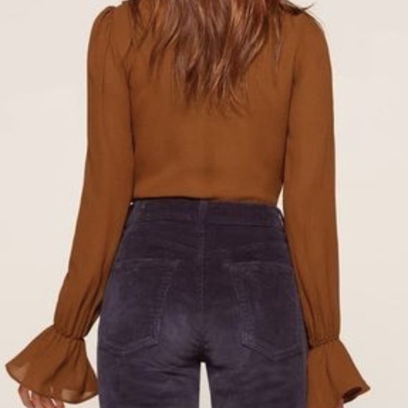 NWT Reformation Penny Bodysuit | Toffee Brown | Ruffles | Size XL - Picture 2 of 11